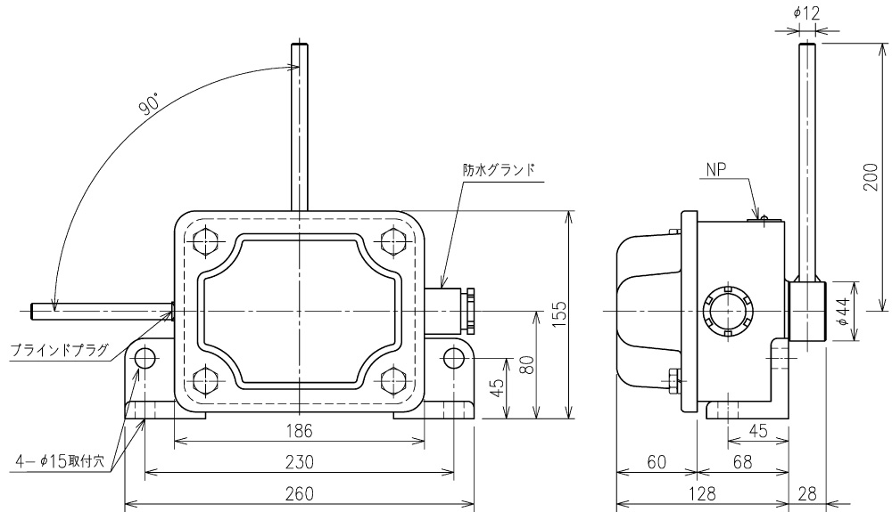 防水形 リミットスイッチ DMR-CWL2形（レバー丸棒式）