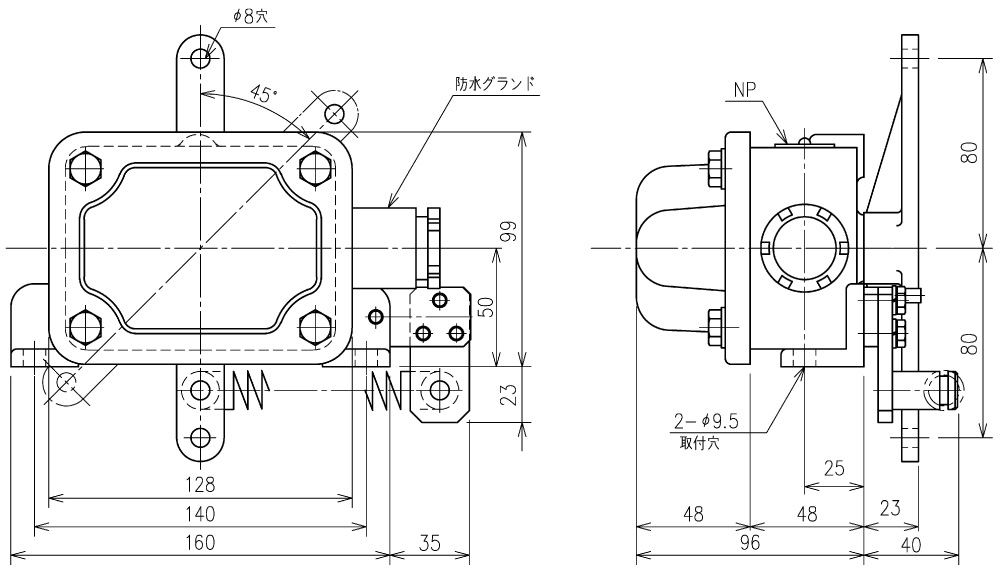 防水形 リミットスイッチ DMR-BWB-ES形（非常停止用制限開閉器）